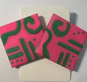 Zulu Pink & Green Earrings