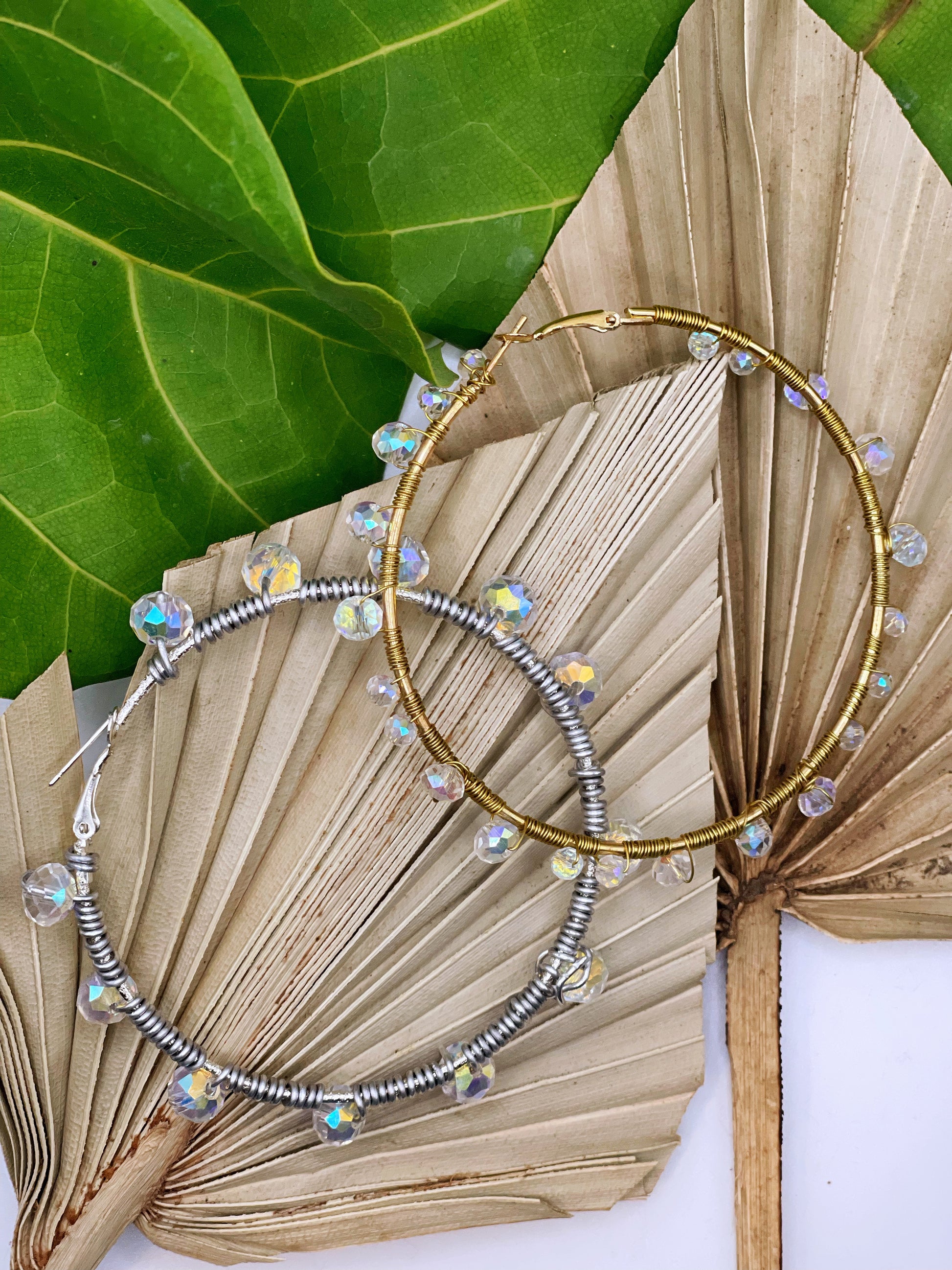 Calla Lily Clear Hoops (Wire Wrapped)